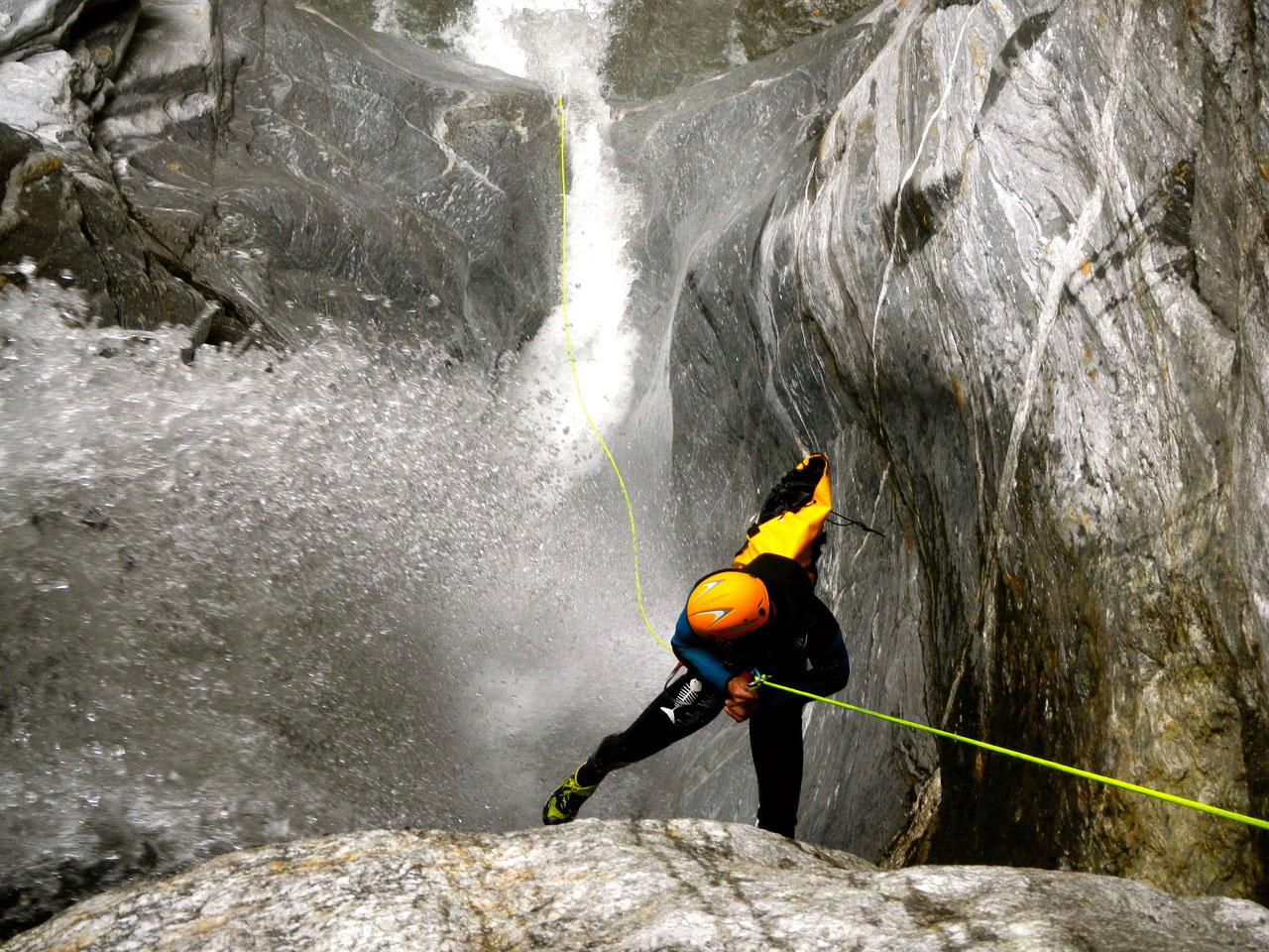 Waterfall canyoning